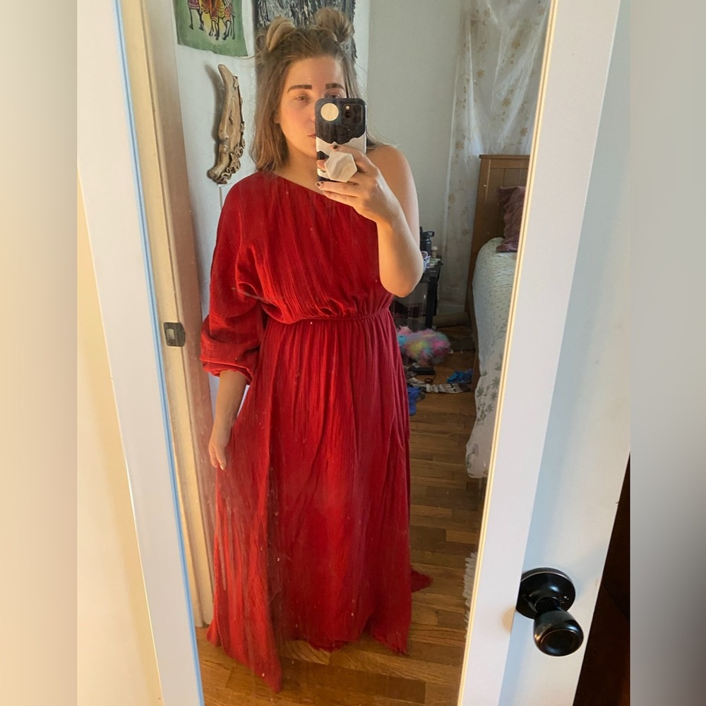 Red Carter Red One-Shoulder Gauzey Maxi Dress NWT - Picture 10 of 10